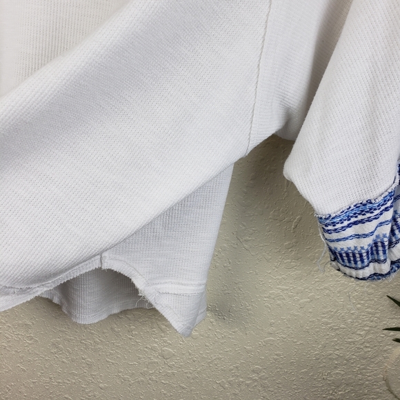 Free People Bohemian Sundae Swing Embroidered Waffle Peasant Blouse Top size L - Picture 10 of 11